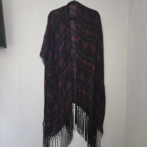 Black & Magenta Geometric Fringe Swim Coverup